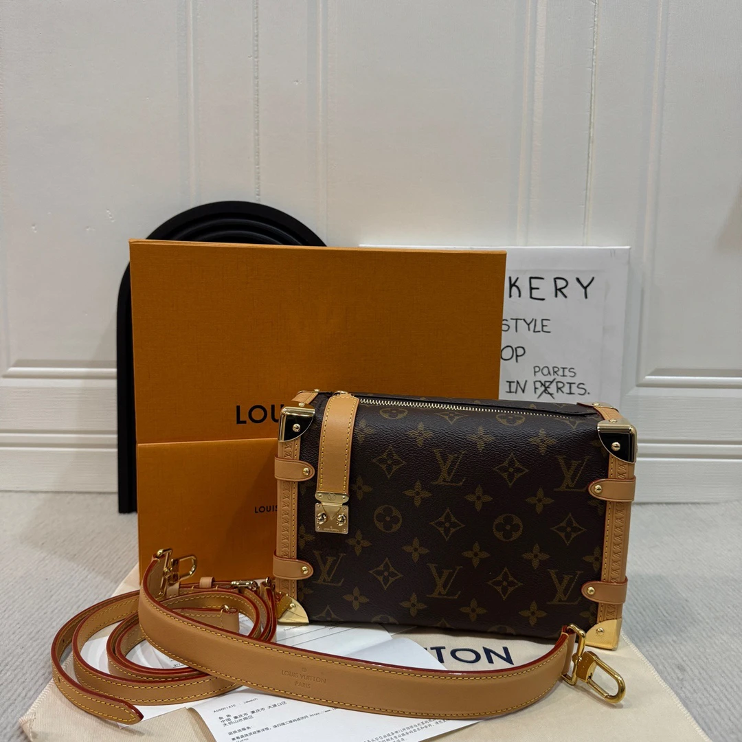 全新未使用 LouisVuitton/路易威登 【蔡包紫】老花sidetrunk盒子包