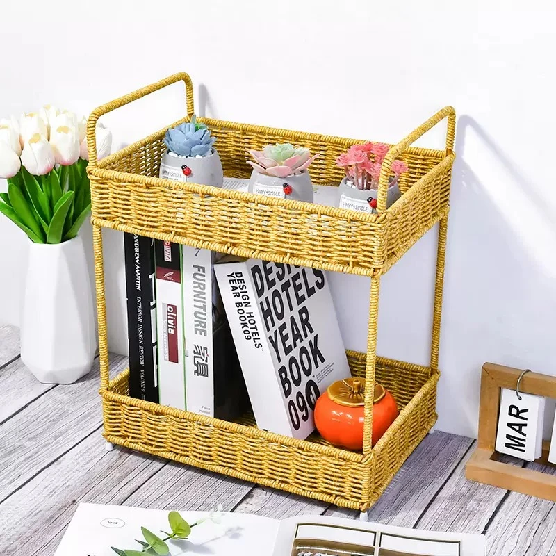 通用大众北欧亚洲家用北欧风篮子双层收纳筐收纳架