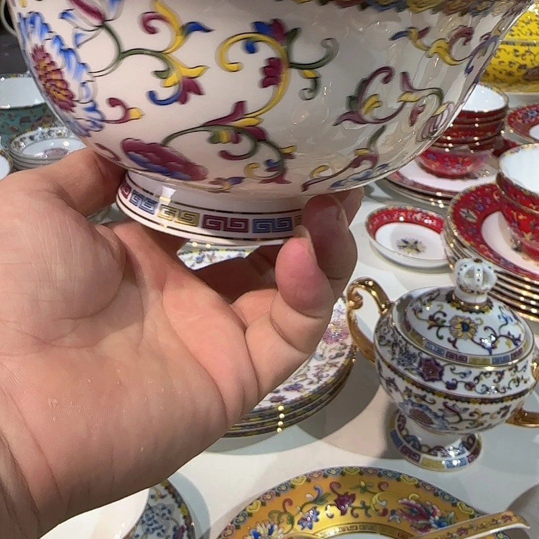 心***成骨瓷骨瓷珐琅彩工艺2个