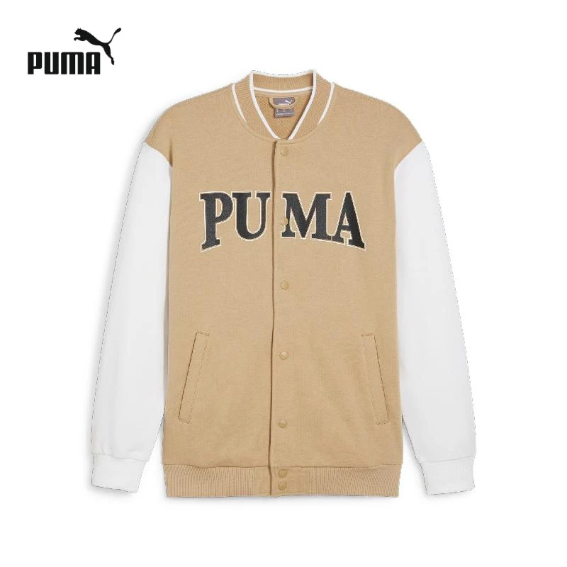 PUMA彪马针织夹克男秋季新款运动服卡其色拼接棒球服外套681267