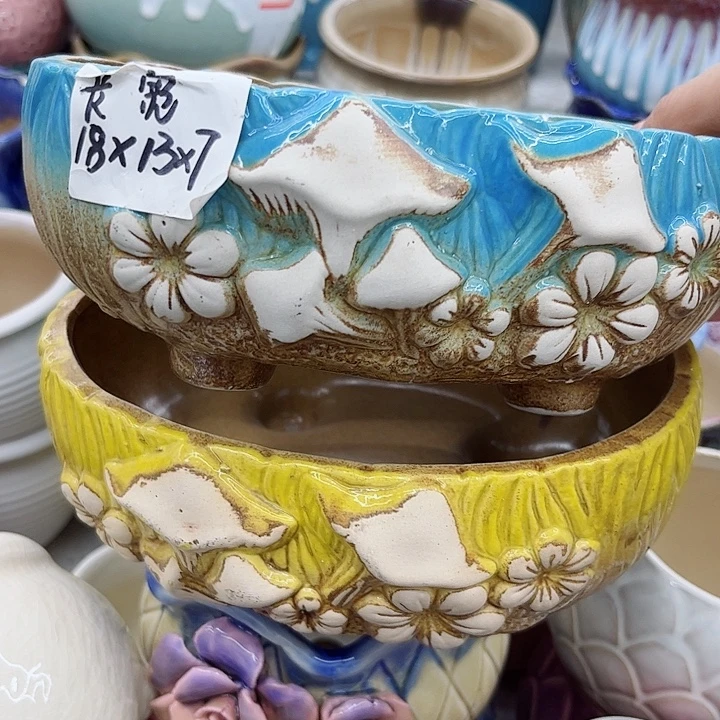 多肉绿植陶瓷花盆9.9包邮，有孔