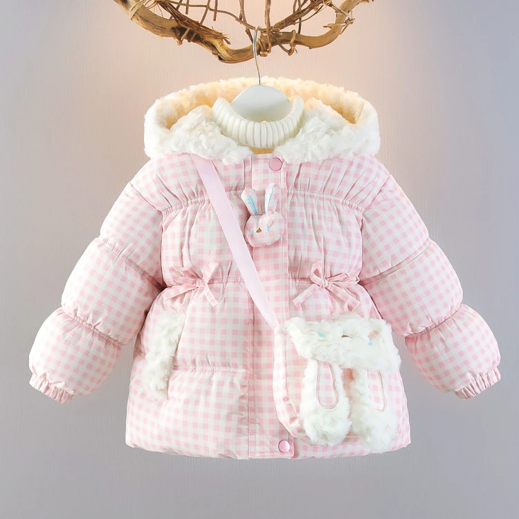 女童棉服冬季2025新款儿童洋气外套冬装宝宝加绒夹棉连帽上衣童装