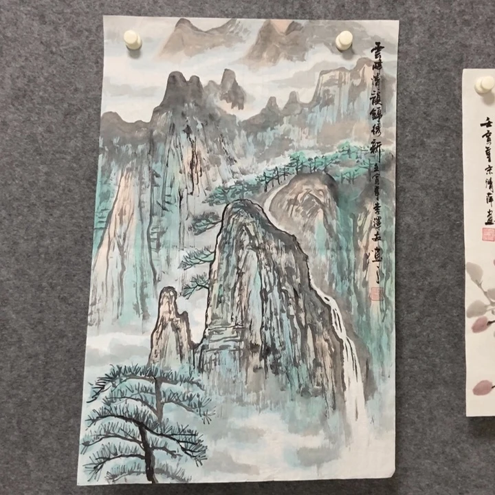 国画山水70厘米高度