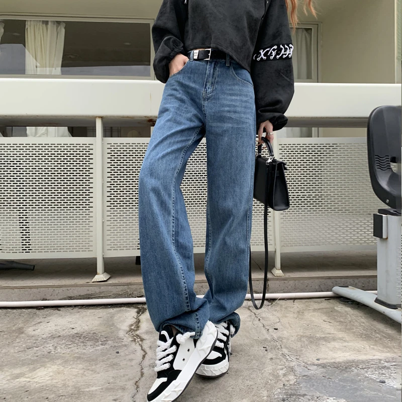2025春款宽松慵懒风阔腿显瘦百搭牛仔裤女