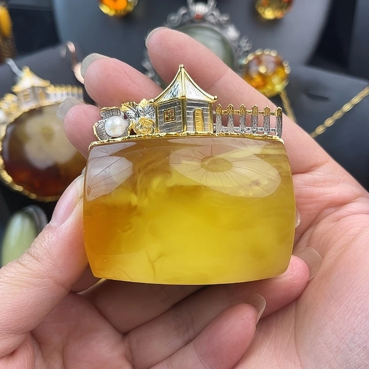 琥珀银S925镶嵌裸石