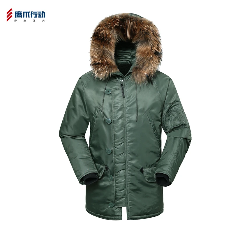 鹰爪N3B防寒大衣防风加绒加厚p棉棉服男款冬季中长款男士