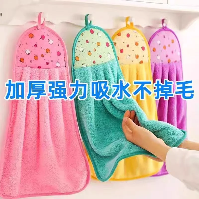 毛巾卫生间吸水加厚不沾油可挂式速干家用可爱随机（3条擦手巾）