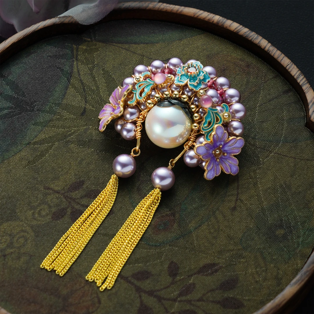 铜合金仿珍珠胸针 中国风甄嬛羊绒大衣小众女高档胸针2025年新款