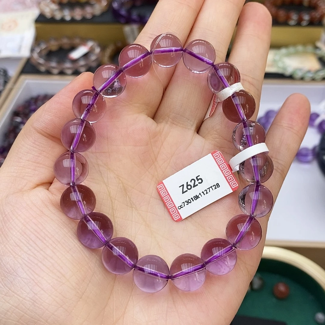 未镶嵌手链水晶Z625 紫水晶 11m+