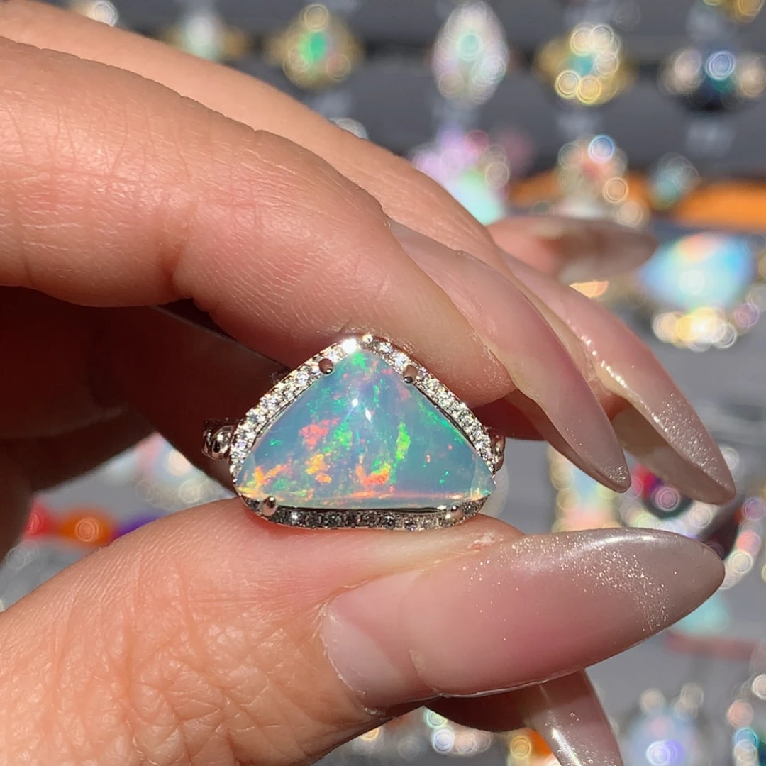 欧泊福利戒指银S925镶嵌