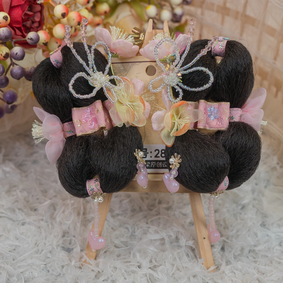 饰阿梁2894 花序小蝶抓夹假发包蝴蝶头饰儿童小女孩发饰中国风