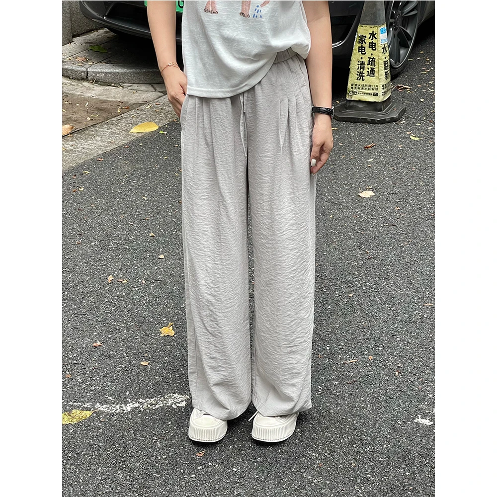 WenWen小个子2025夏季必备轻盈透气麻感直筒裤休闲百搭裤子3906