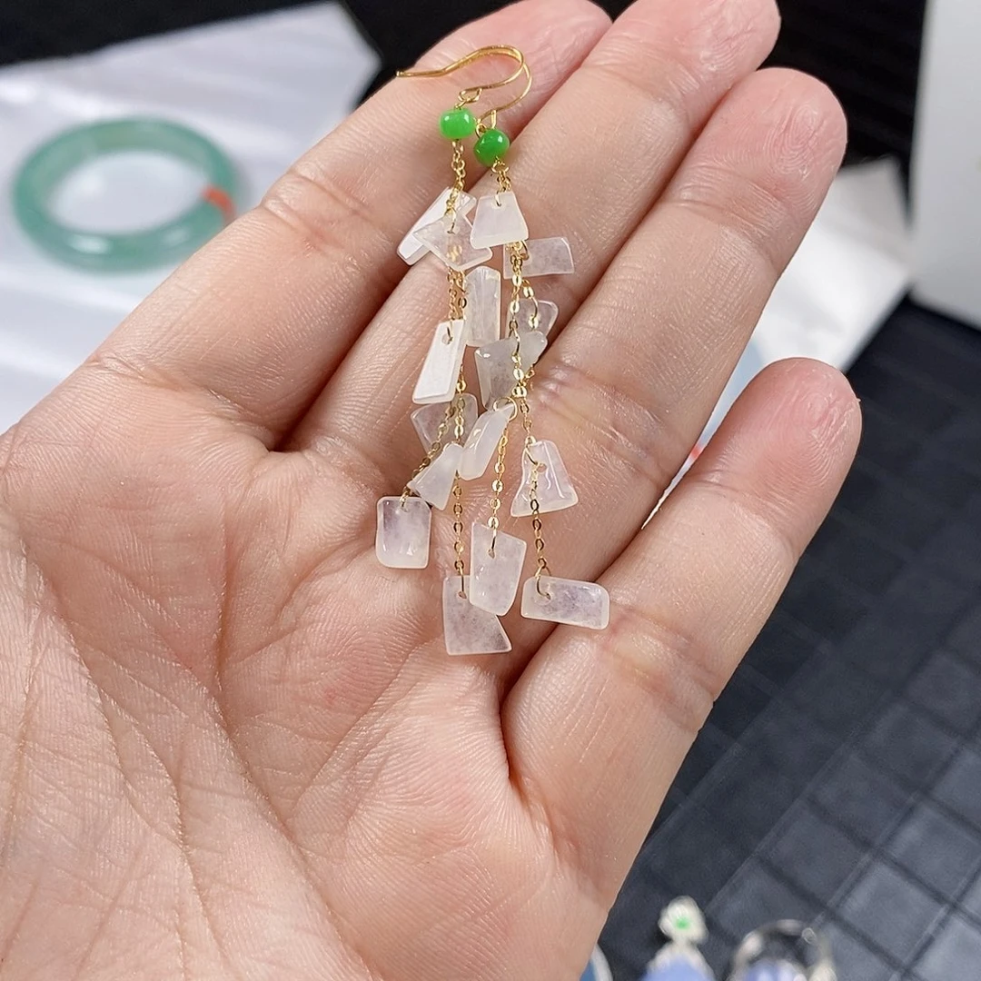 翡翠18K金镶嵌耳饰耳饰
