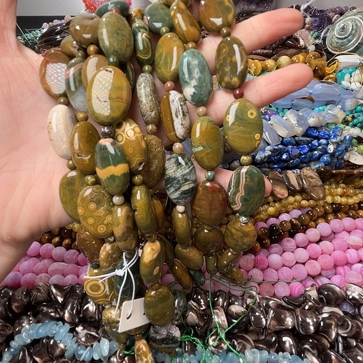 玛瑙/玉髓合金珠宝半成品W663海洋玛瑙15*22