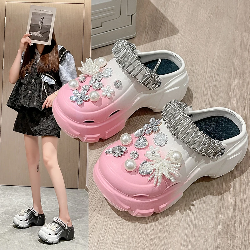 甜酷风超酷星星洞洞鞋女2025夏季新款外穿防滑厚底增高沙滩凉拖鞋