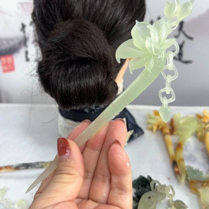 定制蛇纹石玉毛货发饰