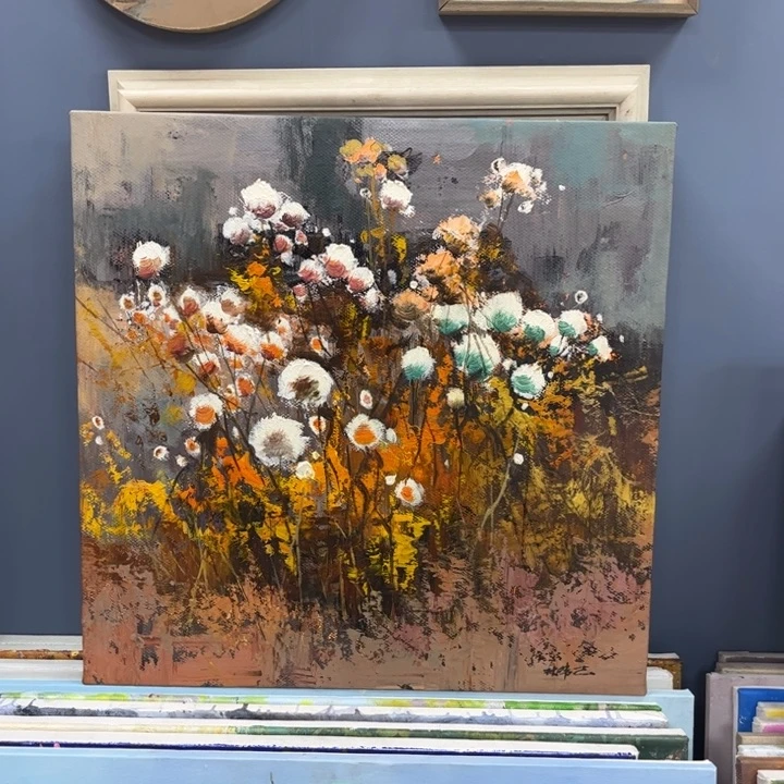 梅***子手工手绘精品油画60+60厘米