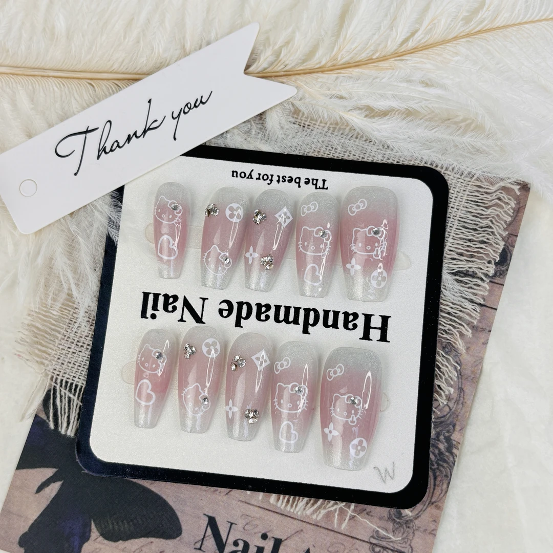 【全疆包邮029】高级纯欲纯手工穿戴甲ins风穿戴式可爱冰透心动