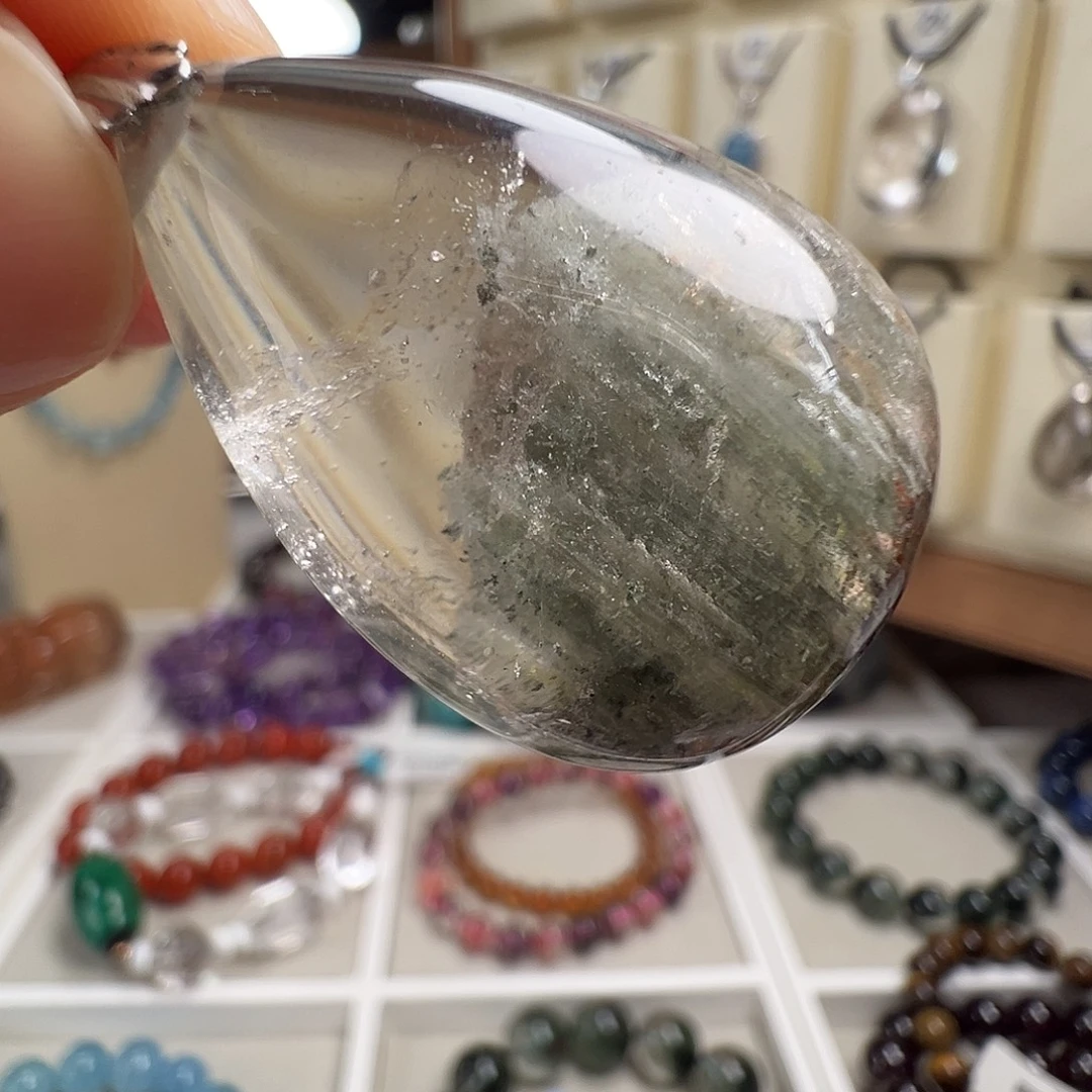 颈饰水晶银S925镶嵌天然幽灵水晶
