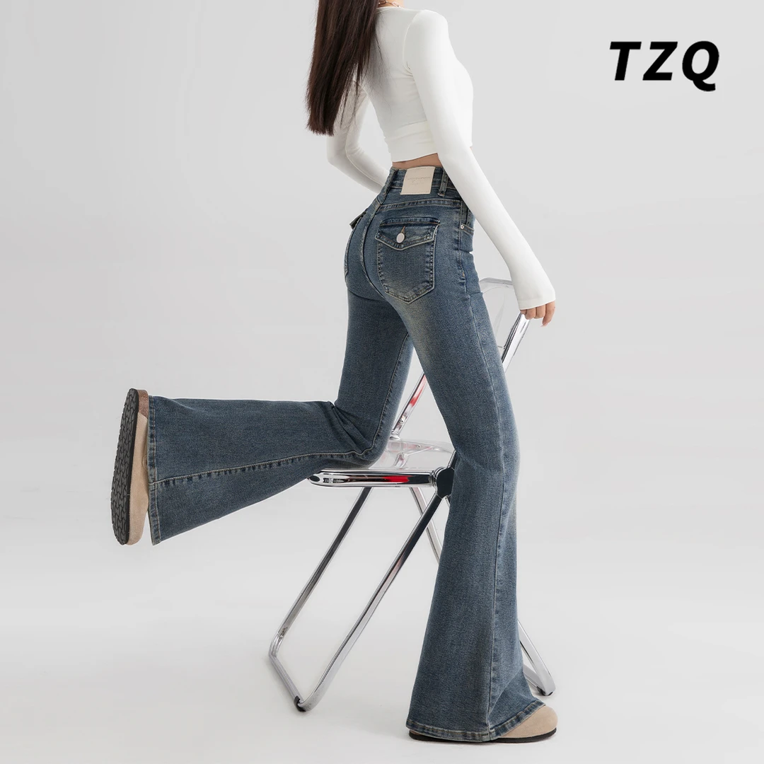 高腰牛仔裤女爆款2025年新款小个子显瘦修身百搭喇叭裤子TZQ91859