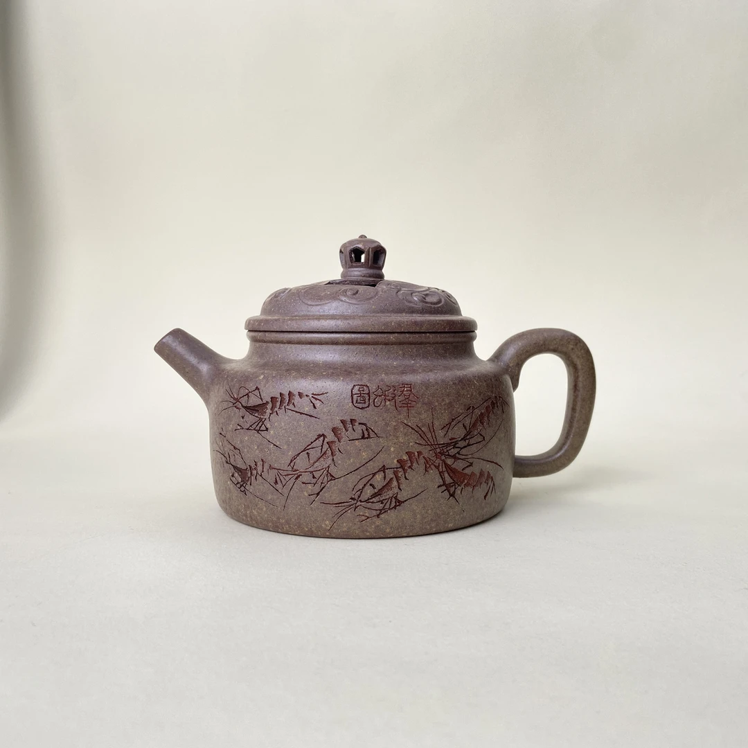 宜兴手工紫砂陶 方开明茶壶GS3628-5