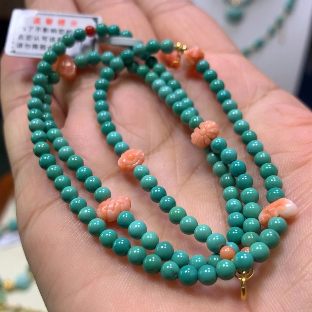 绿松石18K金镶嵌锁骨