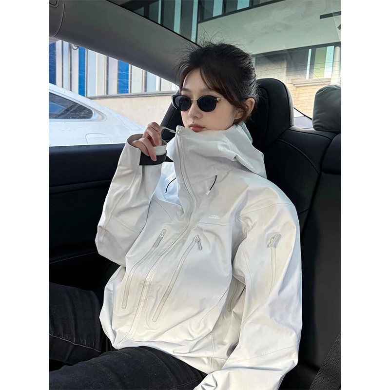 KSKM白色冲锋衣外套女2026新款户外徒步三合一防风防水登山滑雪服