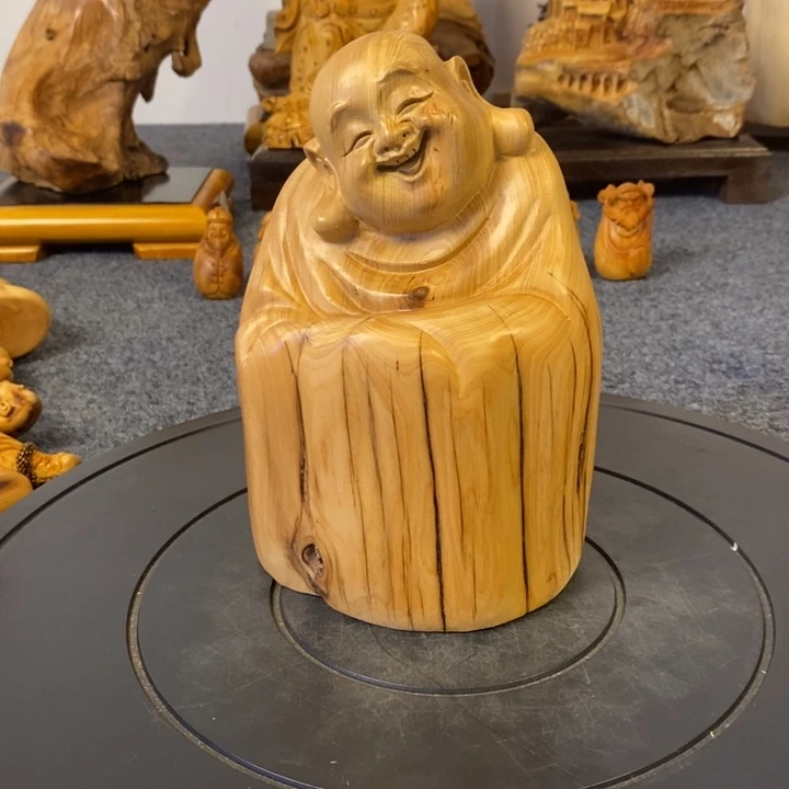 柏木（崖柏）崖柏弥勒佛摆件根雕工艺品