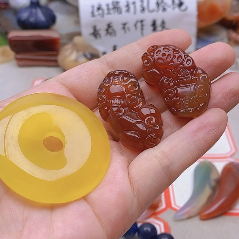 【闪购商品】未镶嵌玛瑙/玉髓珠宝半成品红*