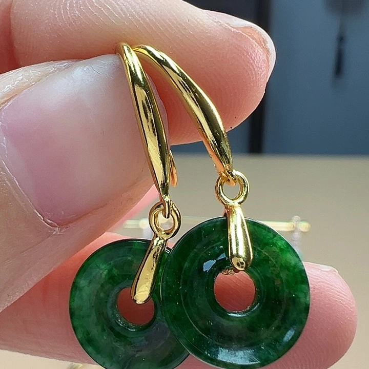 翡翠耳饰银S925镶嵌耳饰