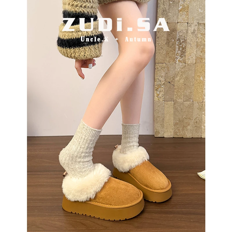 厚底雪地靴女2025新款冬季加绒加厚爆款时尚东北面包大棉鞋毛毛鞋