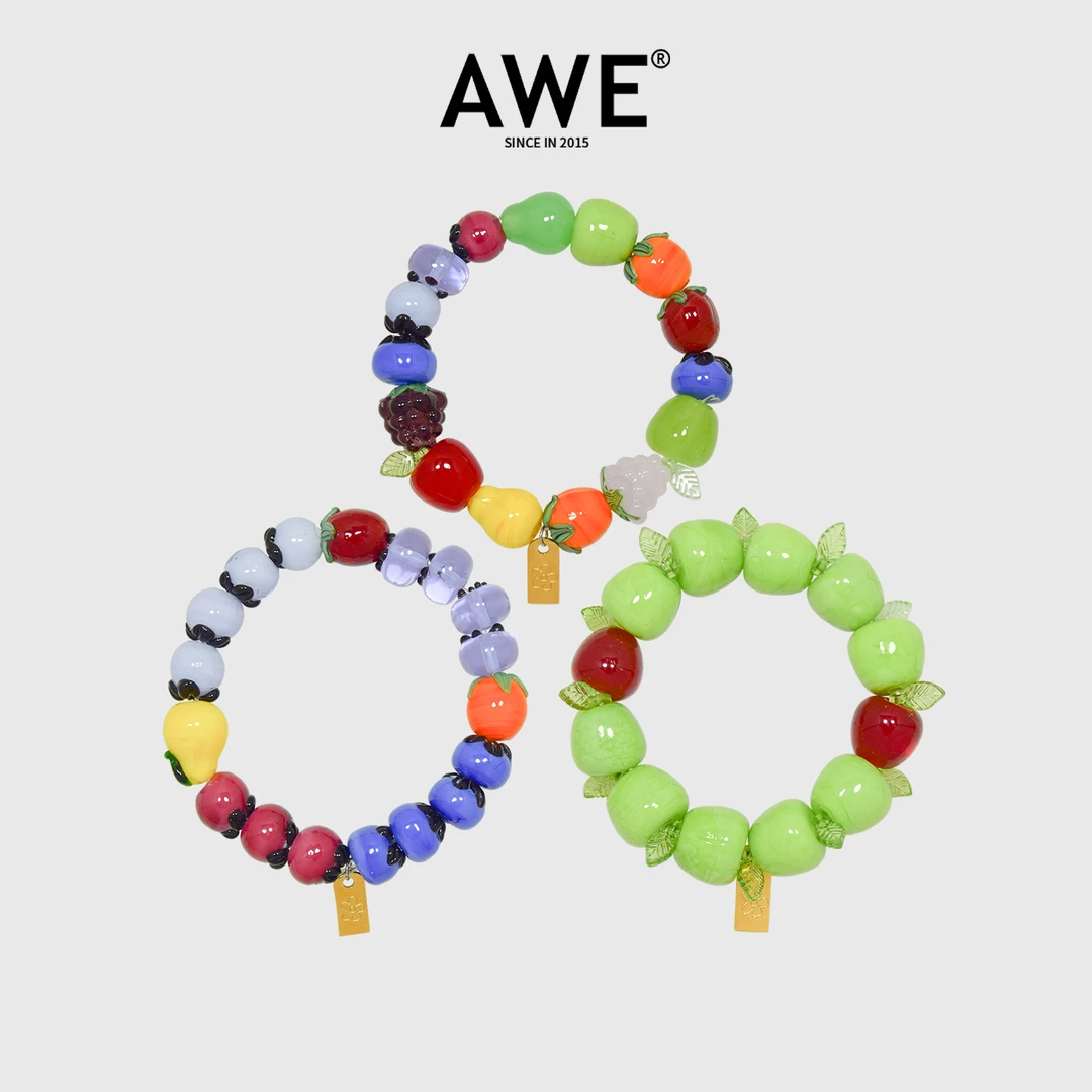 AWE 钛钢手链 彩色琉璃水果串珠汪苏泷同款手串女2025新款小配饰