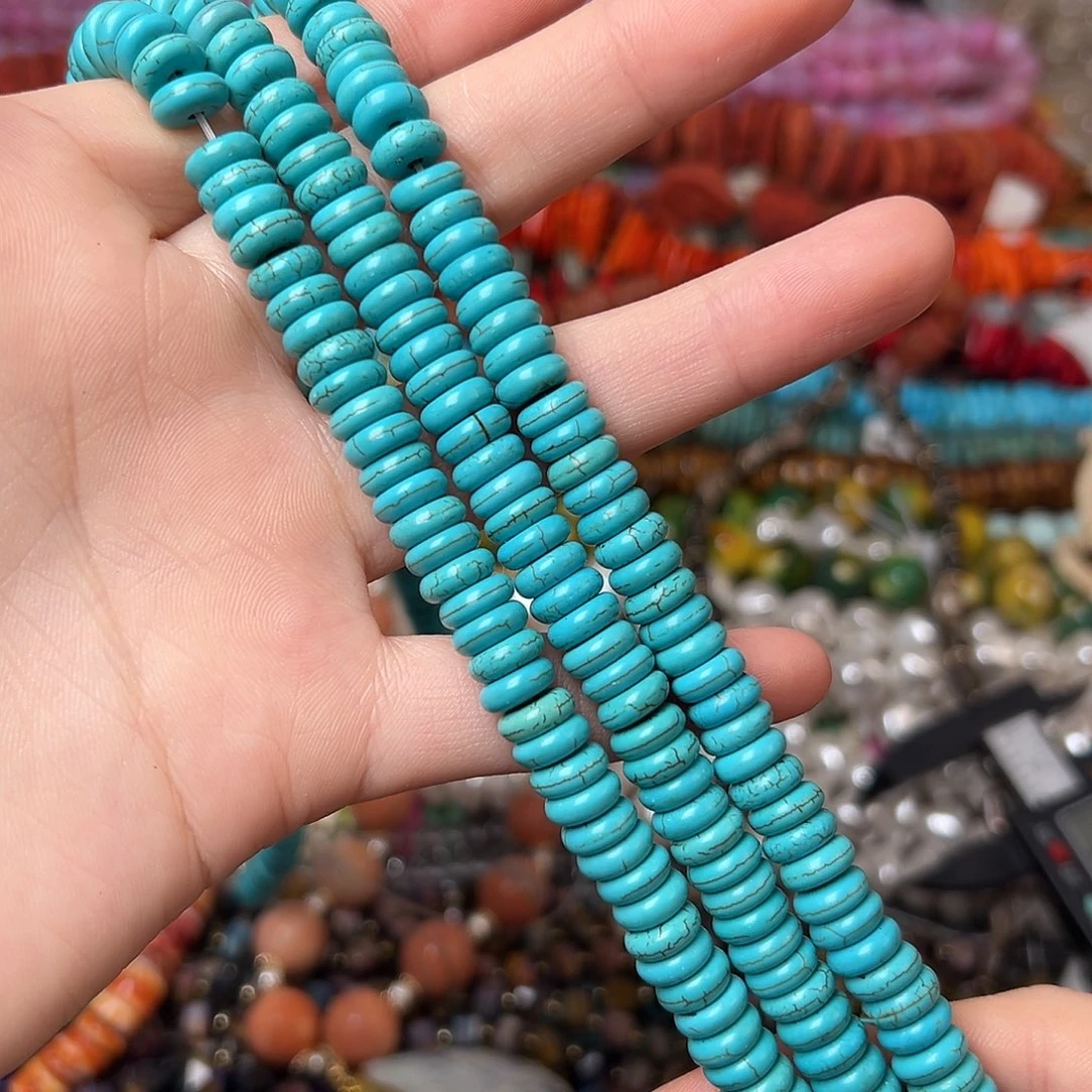 玛瑙/玉髓合金珠宝半成品N378。8mm原矿松石隔片一条