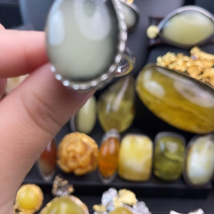 琥珀银S925镶嵌裸石