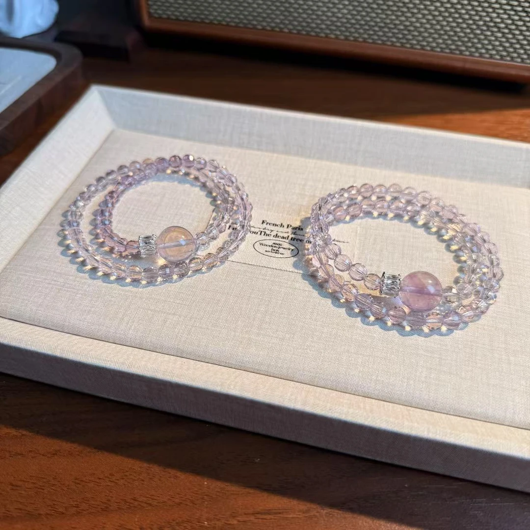 玻利维亚紫水晶刻面双圈水晶手串手链 颜色微差多样性发其一ZF817