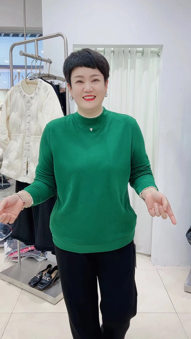 冯小姐时尚大码女装（休闲百搭显瘦洋气防寒保暖高弹德绒打底上衣）