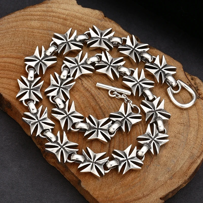 链子925银 时尚气质重工十字手链