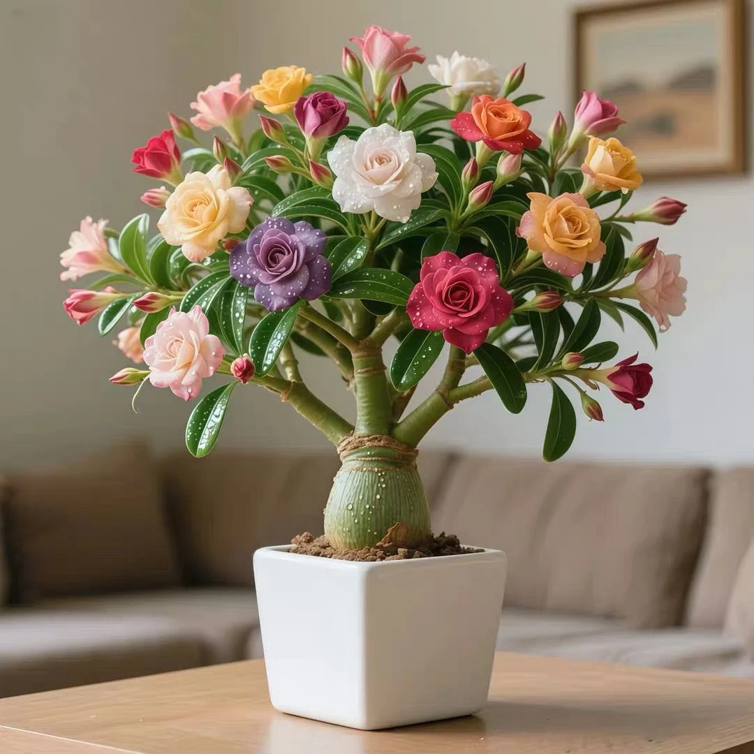 四季开花嫁接沙漠玫瑰盆栽重瓣大花室内外好养易活花卉绿植