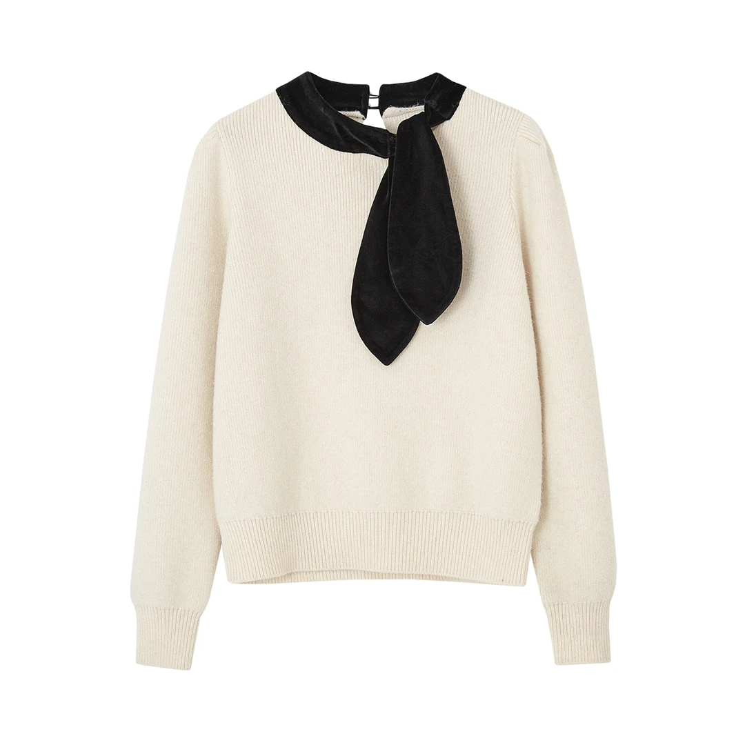 【粉丝专属】朗文斯汀丝绒拼接设计感针织衫DZMZ4511C09556