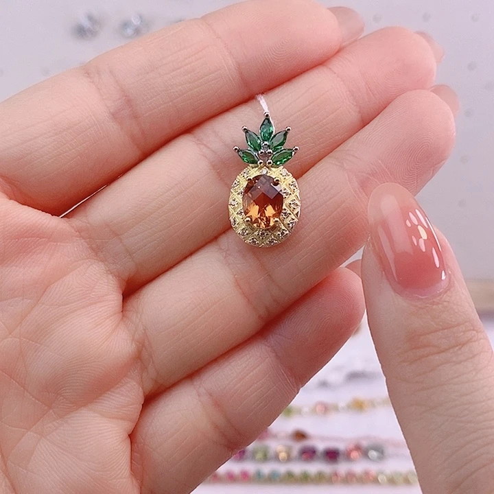 水晶颈饰银S925镶嵌吊坠