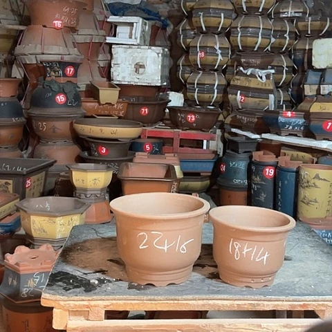 紫砂花盆金钟两个