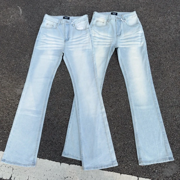 cleanfit穿搭vibe风格水洗冰蓝vintage517微喇修身牛仔裤