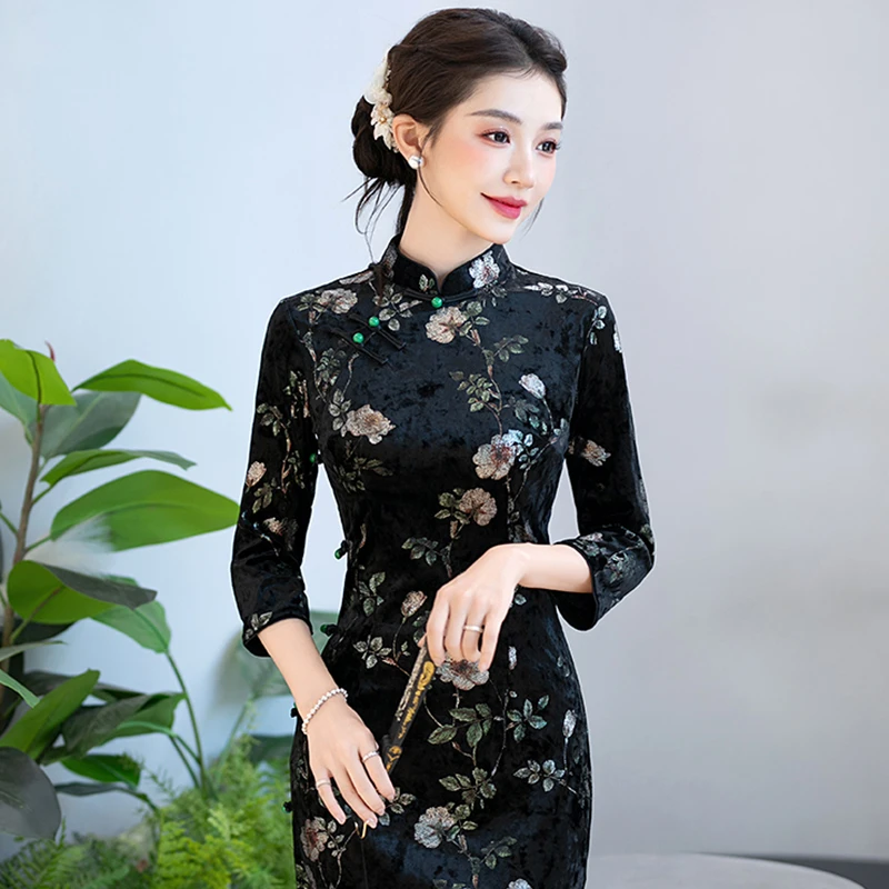 绝美新中式旗袍2025新款日常可穿上海国风妈妈改良连衣裙长款复古