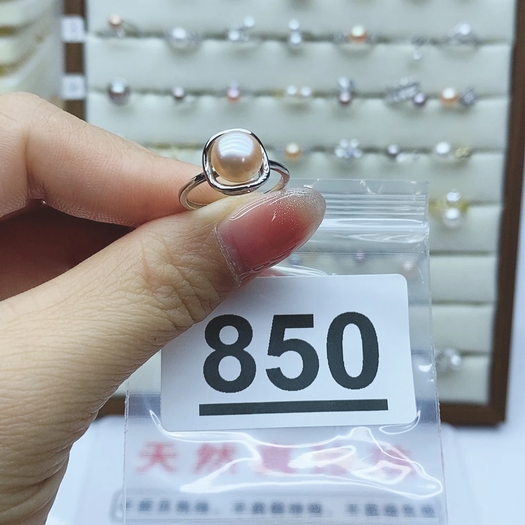 淡水珍珠戒指银S925镶嵌水***恋850