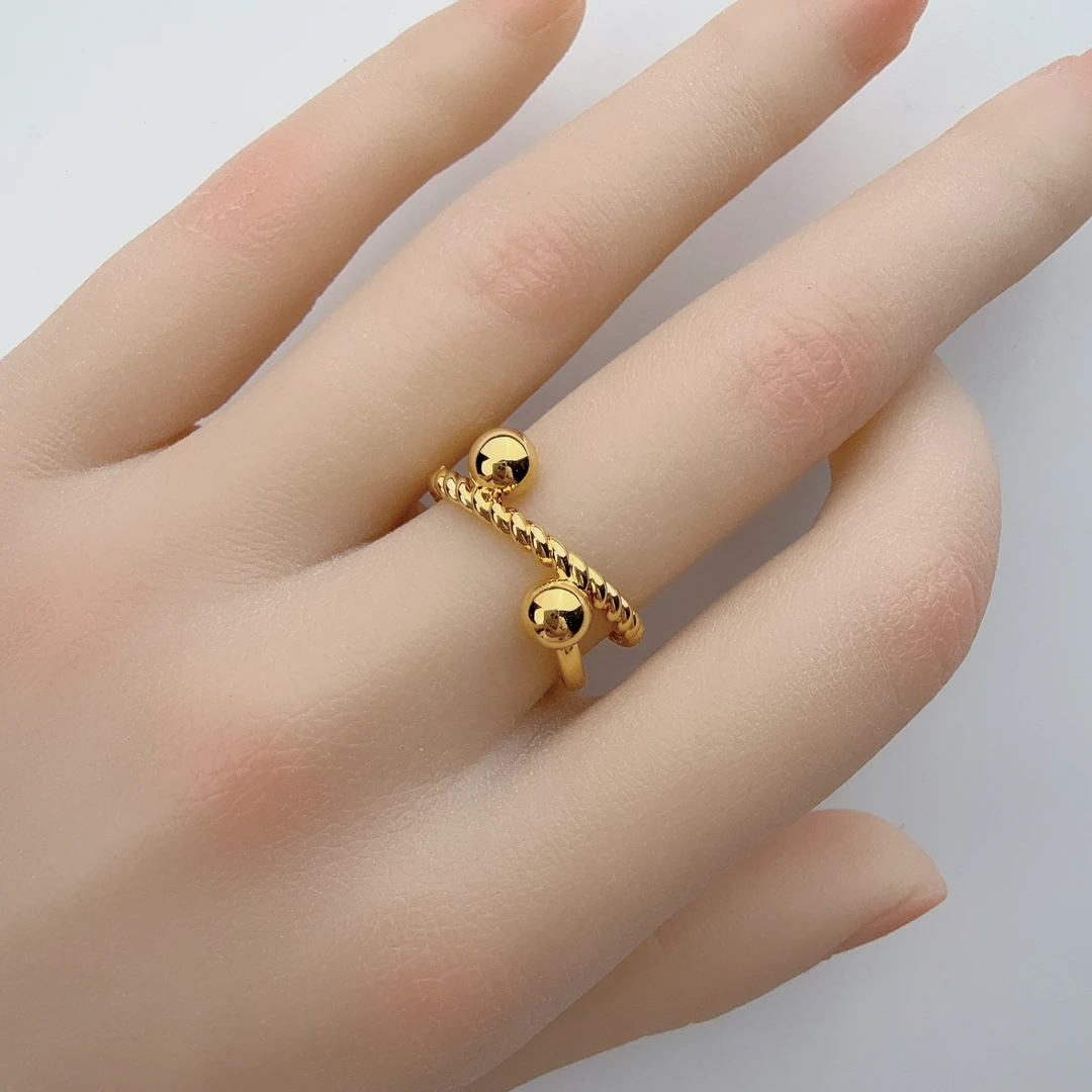 阿港黄金5D足金999双圆球戒指掌上明珠戒指个性爆闪