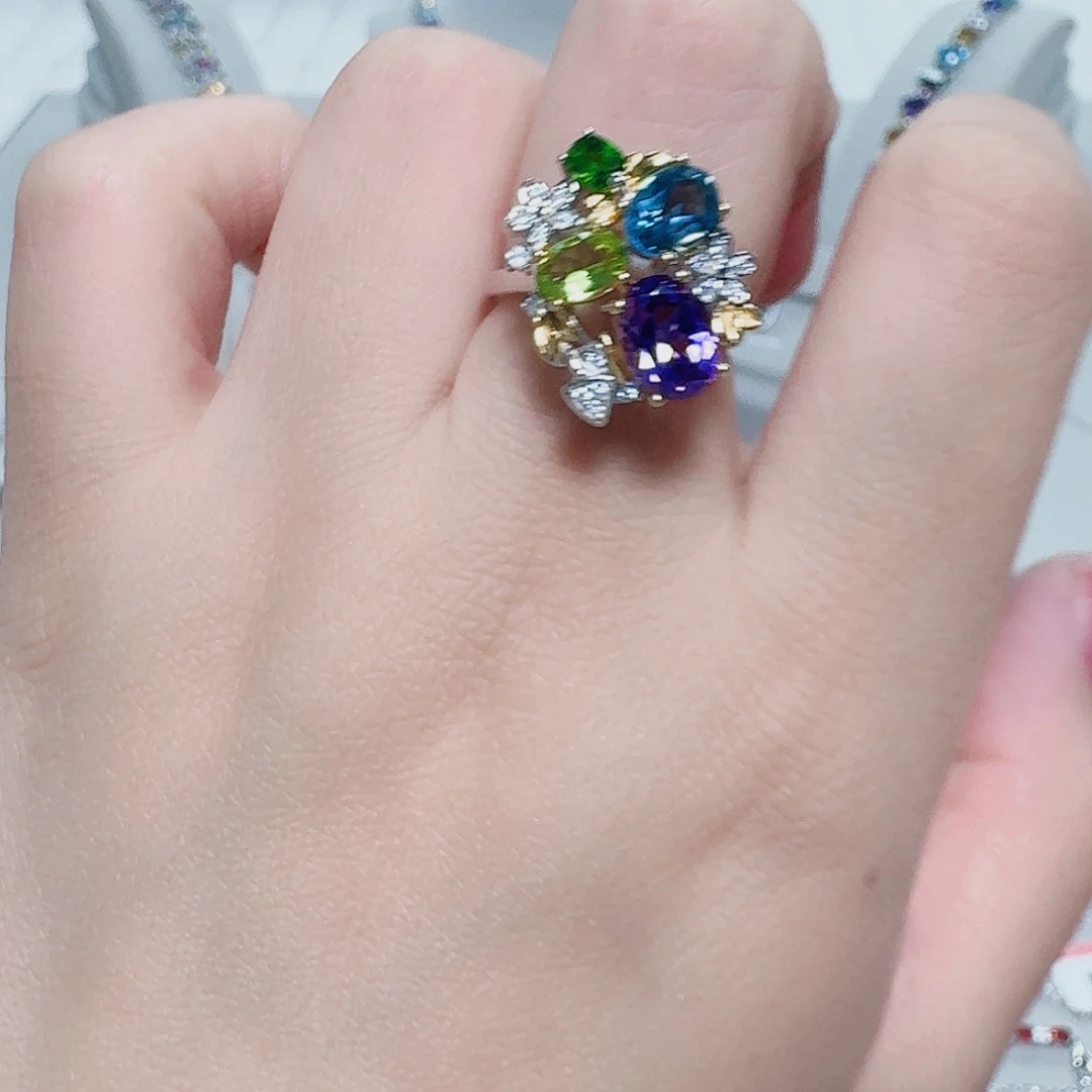 925银合成碳硅石戒指