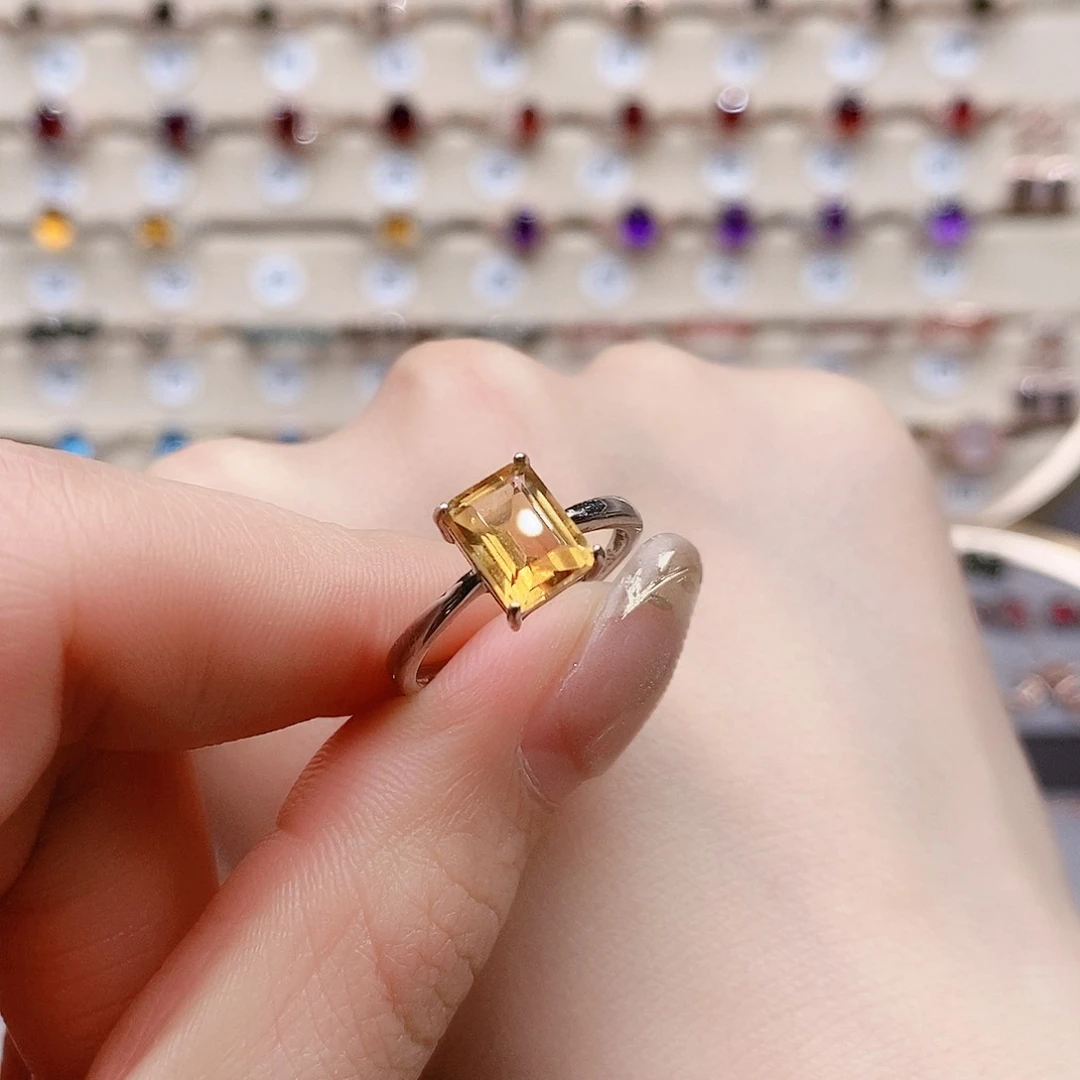 水晶戒指银S925镶嵌戒指