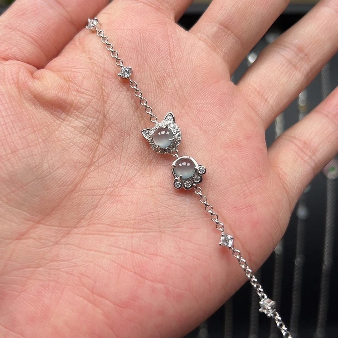 翡翠银S925镶嵌手链