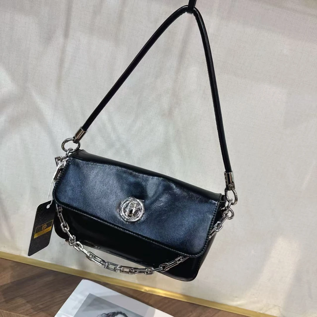 24730腋下包轻奢时尚休闲百搭女士黑色单肩肩包小方包