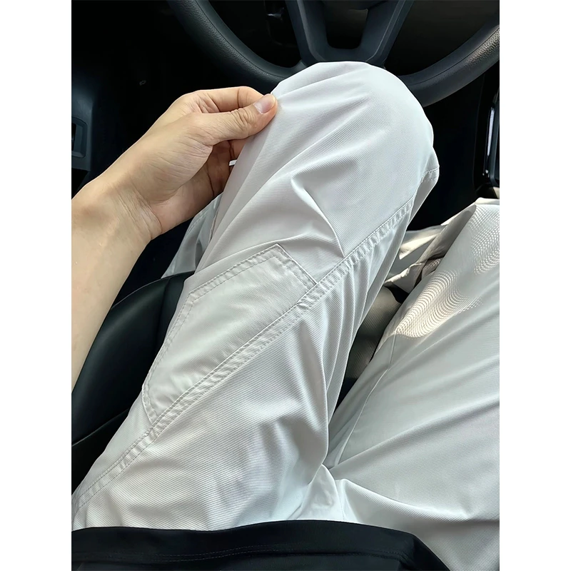 褶皱感潮流直筒休闲裤男女早秋2025宽松户外工装速干伞兵长裤子